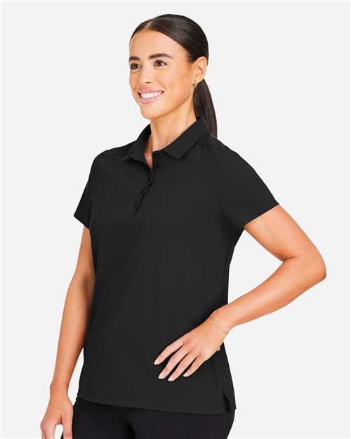 Women's CrownLux Performance® Windsor Welded Polo – On Model – Side