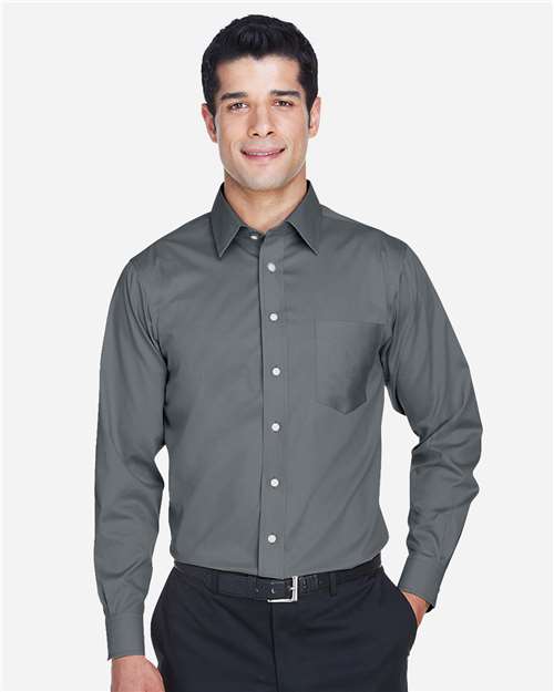 Men's Tall Crown Collection® Solid Stretch Twill Woven Dress Shirt