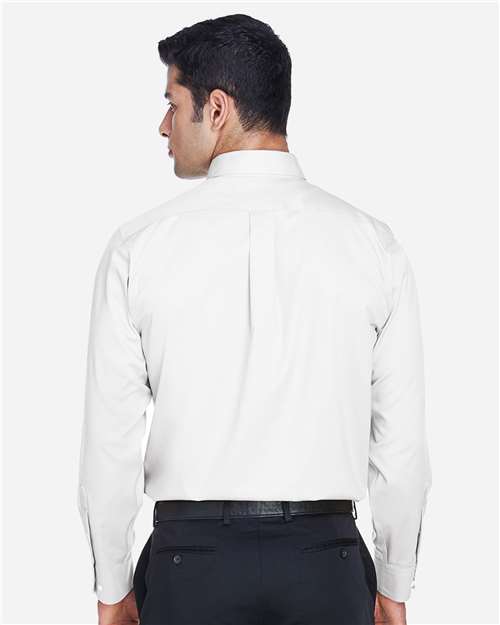 Men's Tall Crown Collection® Solid Stretch Twill Woven Dress Shirt – On Model – Back