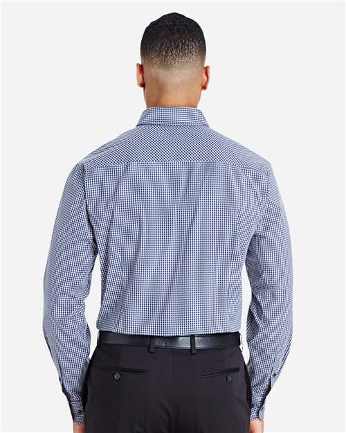 Men's CrownLux Performance® Tonal Mini Check Woven Dress Shirt – On Model – Back