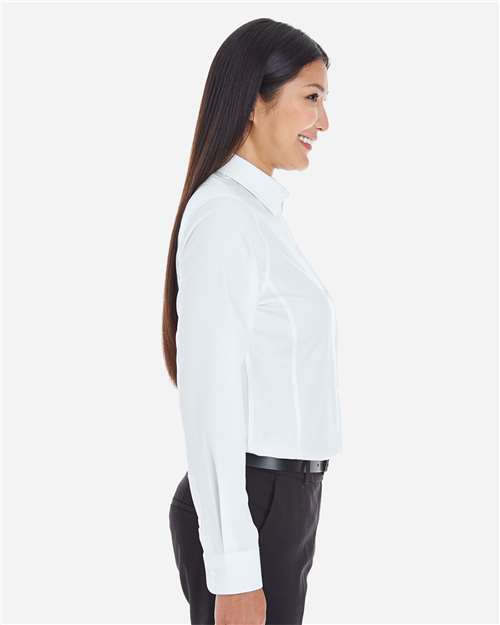 Women's Crown Collection® Royal Dobby Woven Dress Shirt – On Model – Side