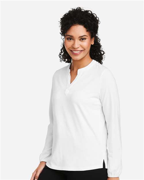 Women's Raleigh Half-Placket Knit Top – On Model – Side