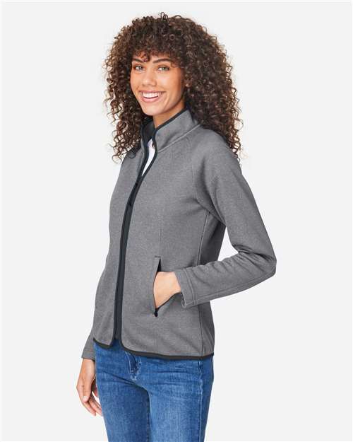 Women's Venture Heathered Stripe Full-Zip Jacket – On Model – Side
