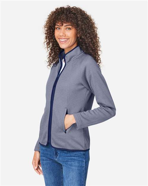 Women's Venture Heathered Stripe Full-Zip Jacket – On Model – Side