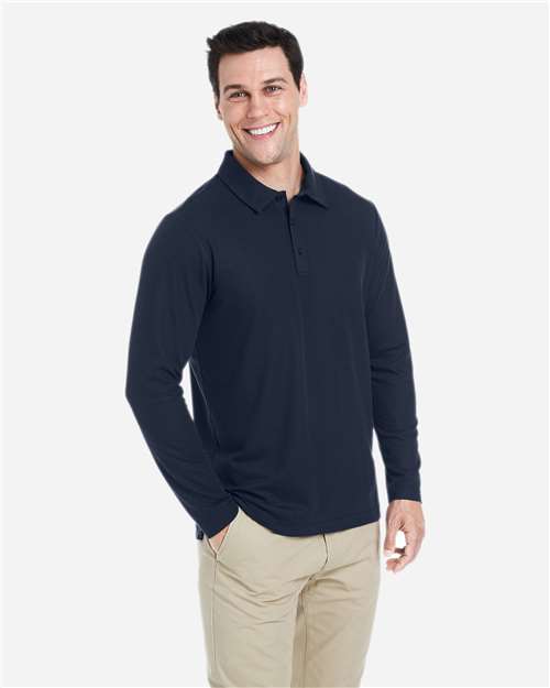 Men's Fusion ChromaSoft™ Long Sleeve Pique Polo – On Model – Side