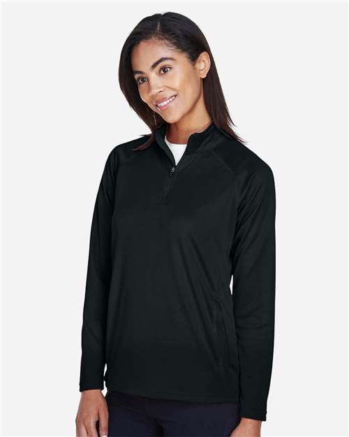 Women's Stretch Tech-Shell® Compass Quarter-Zip Pullover – On Model – Side