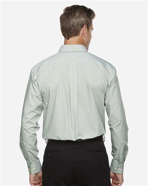 Men's Crown Collection® Banker Stripe Woven Dress Shirt – On Model – Back