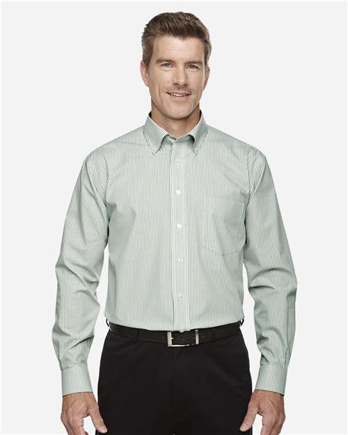 Men's Crown Collection® Banker Stripe Woven Dress Shirt – On Model