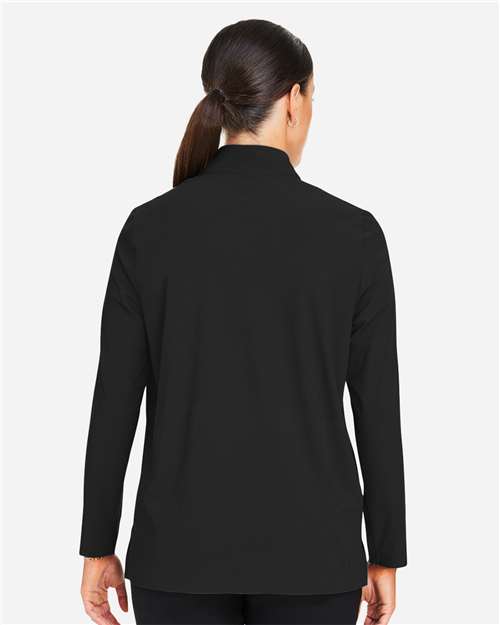 Women's CrownLux Performance® Windsor Welded Quarter-Zip Pullover – On Model – Back