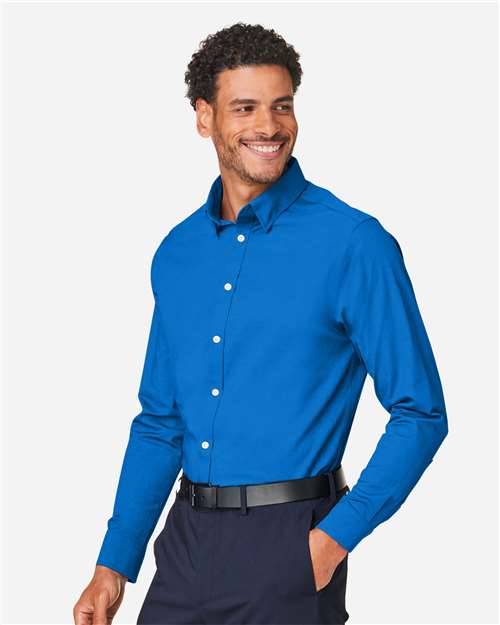Men's CrownLux Performance® Spencer Poplin Dress Shirt – On Model – Side