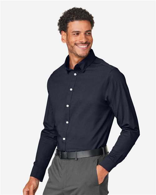 Men's CrownLux Performance® Spencer Poplin Dress Shirt – On Model – Side