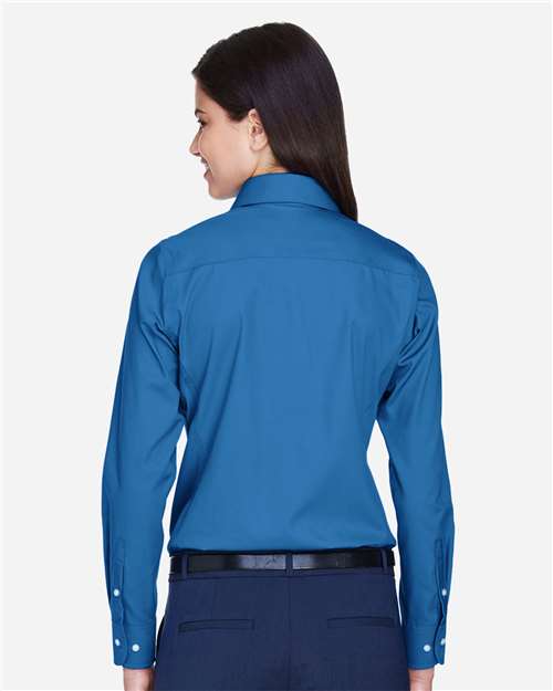 Women's Crown Collection® Oxford Woven Dress Shirt – On Model – Back