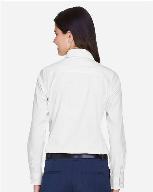 Women's Crown Collection® Oxford Woven Dress Shirt – On Model – Back