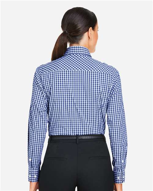 Women's CrownLux Performance® Gingham Dress Shirt – On Model – Back