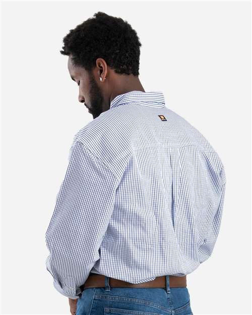 Men's Flame-Resistant Down Plaid Work Shirt – On Model – Back