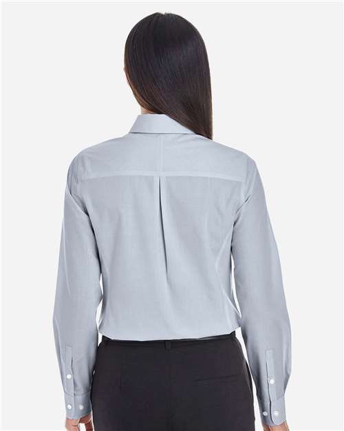 Women's Crown Collection® Striped Woven Dress Shirt – On Model – Back
