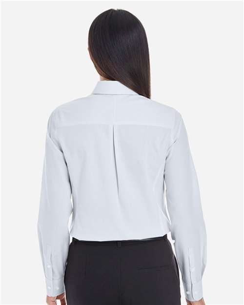 Women's Crown Collection® Striped Woven Dress Shirt – On Model – Back