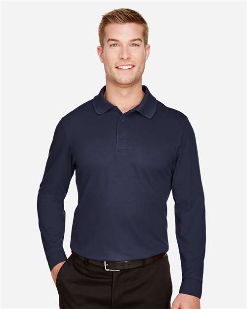 Men's Tall CrownLux Performance® Plaited Long Sleeve Polo