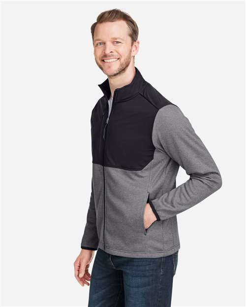 Men's Venture Heathered Stripe Hybrid Jacket – On Model – Side