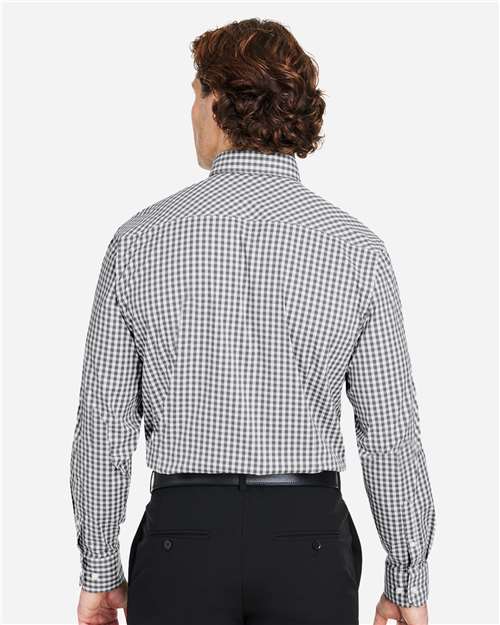 Men's CrownLux Performance® Gingham Dress Shirt – On Model – Back