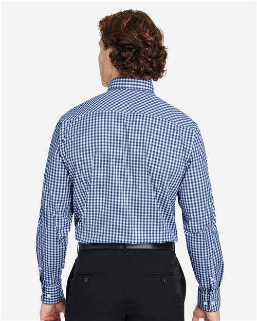 Men's CrownLux Performance® Gingham Dress Shirt – On Model – Back