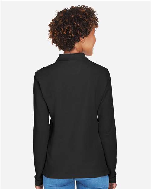 Women's Pima Piqué Long Sleeve Polo – On Model – Back