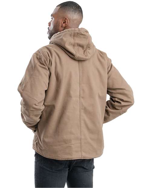Men's Vintage Washed Sherpa-Lined Hooded Jacket – On Model – Back