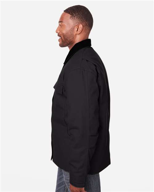 Men's Tall Heritage Cotton Duck Chore Jacket – On Model – Side