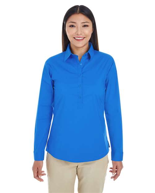 Women's Perfect Fit™ Half-Placket Tunic Dress Shirt – On Model