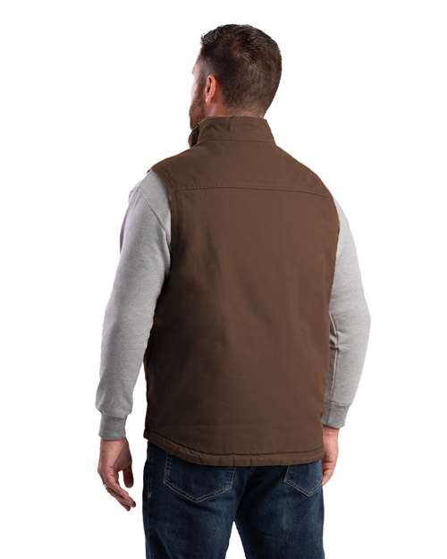 Men's Heartland Sherpa-Lined Washed Duck Vest – On Model – Back