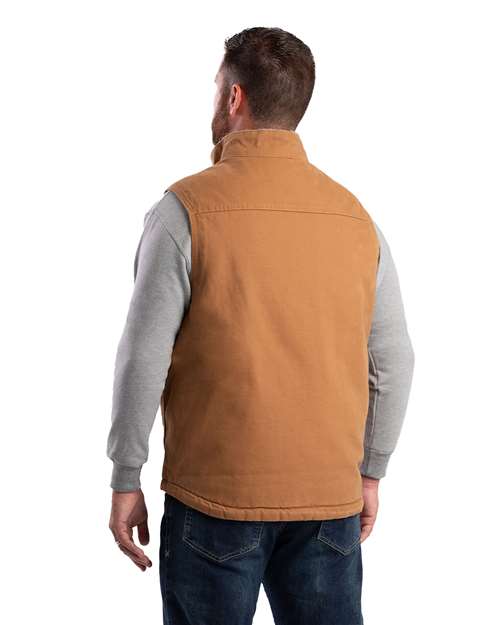 Men's Heartland Sherpa-Lined Washed Duck Vest – On Model – Back