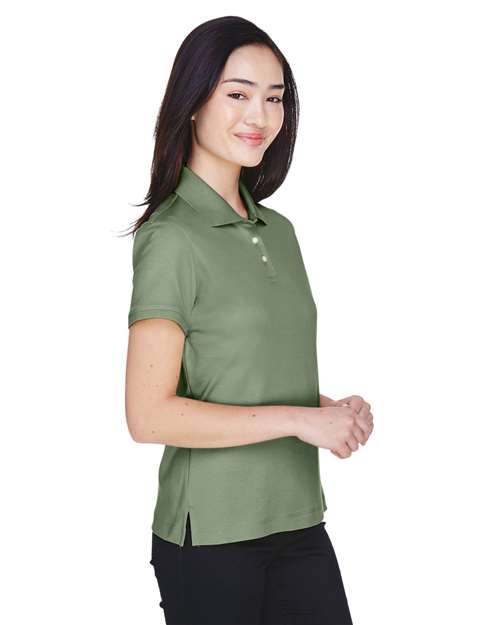 Women's Perfect Pima Interlock Polo – On Model – Side