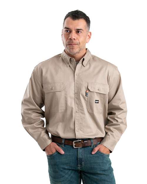 Men's Flame-Resistant Button-Down Work Shirt – On Model – Side