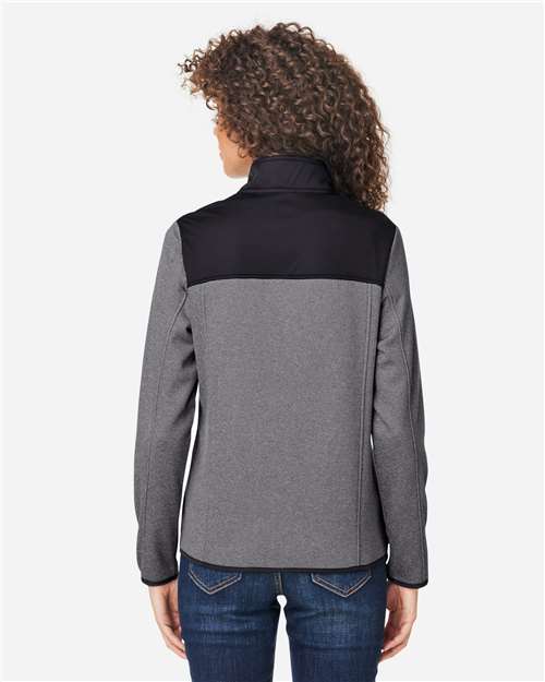 Women's Venture Heathered Stripe Hybrid Jacket – On Model – Back