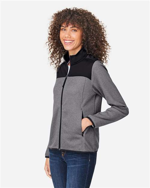Women's Venture Heathered Stripe Hybrid Jacket – On Model – Side