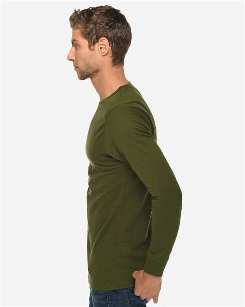 Unisex Heavyweight Long Sleeve Tee – On Model – Side