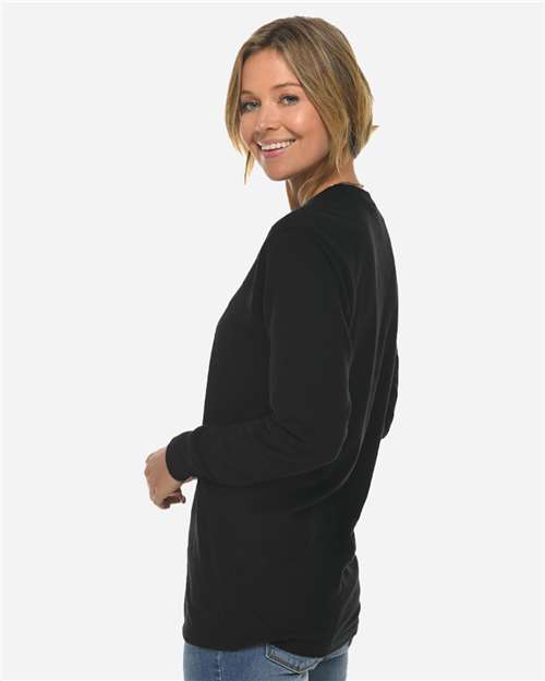 Unisex Heavyweight Long Sleeve Tee – On Model – Side