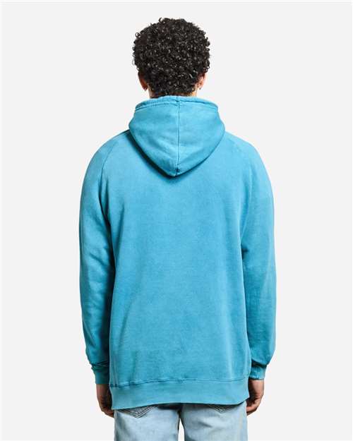 Unisex Vintage Raglan Hoodie Sweatshirt – On Model – Back
