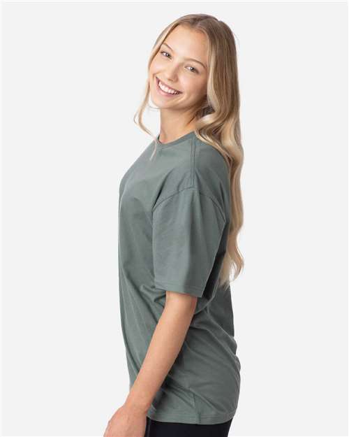 Unisex Reclaimist Fiber Vibes T-Shirt – On Model – Side