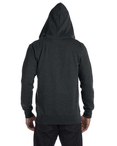 Unisex Heathered Full-Zip Hooded Sweatshirt – On Model – Back