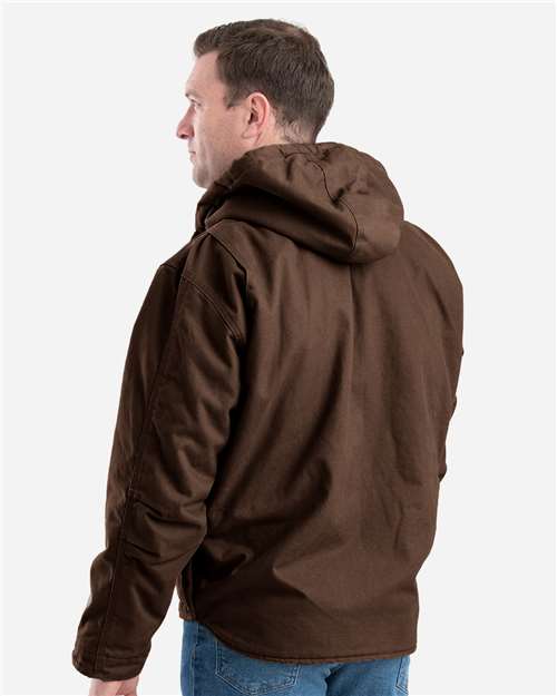 Men's Heartland Washed Duck Hooded Work Coat – On Model – Back