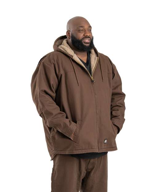 Men's Heartland Washed Duck Hooded Work Coat – On Model – Side