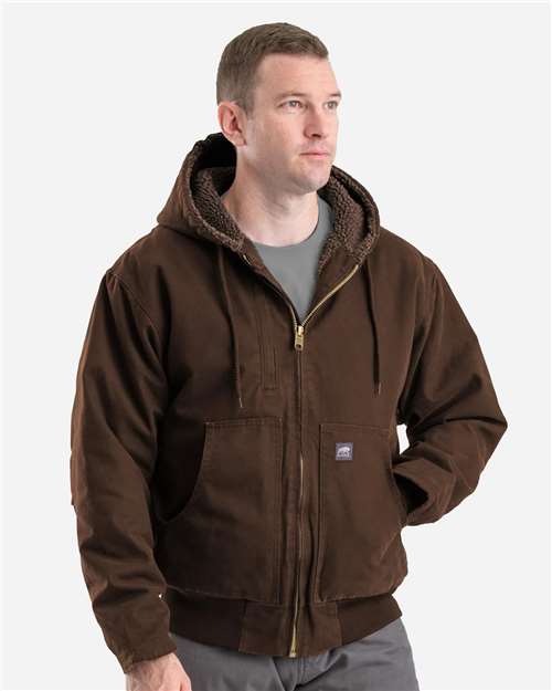 Men's Highland Flex180® Washed Duck Hooded Work Jacket – On Model – Side