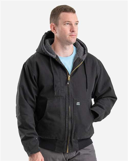 Men's Highland Flex180® Washed Duck Hooded Work Jacket – On Model – Side