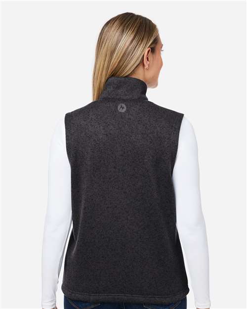 Women's Drop Line Fleece Vest – On Model – Back