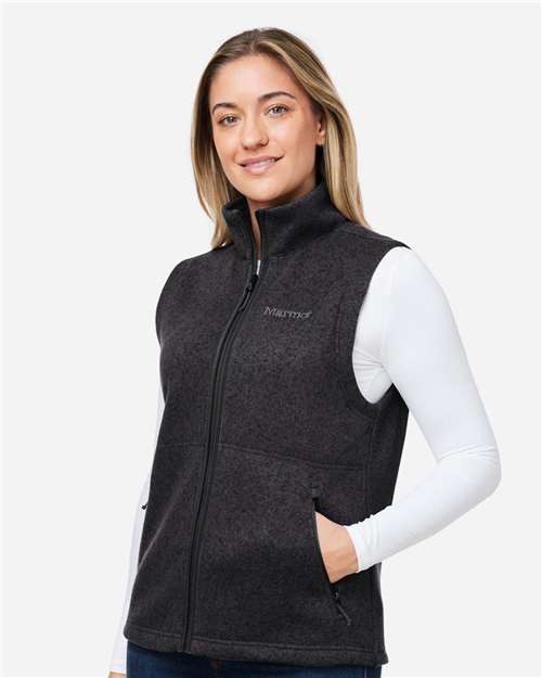 Women's Drop Line Fleece Vest – On Model – Side