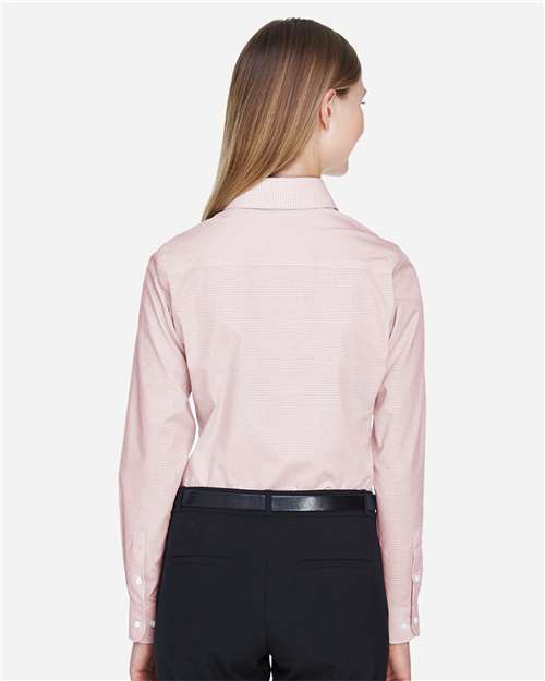 Women's Crown Collection® Micro Tattersall Woven Dress Shirt – On Model – Back
