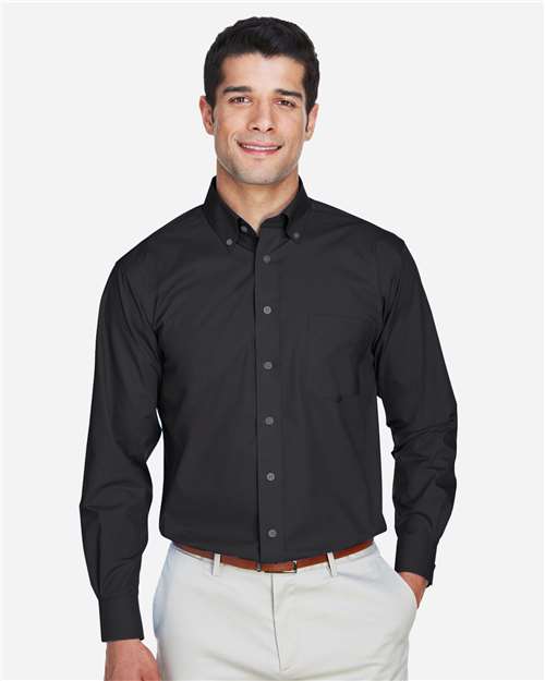 Men's Tall Crown Collection® Broadcloth Woven Dress Shirt – On Model