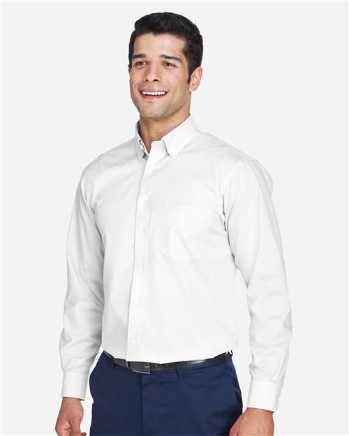 Men's Tall Crown Collection® Broadcloth Woven Dress Shirt – On Model – Side