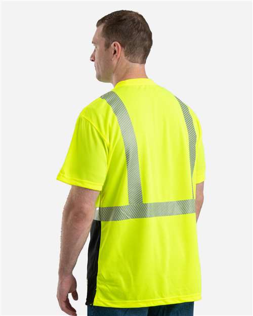 Men's Hi-Vis Class 2 Color Blocked Pocket T-Shirt – On Model – Back